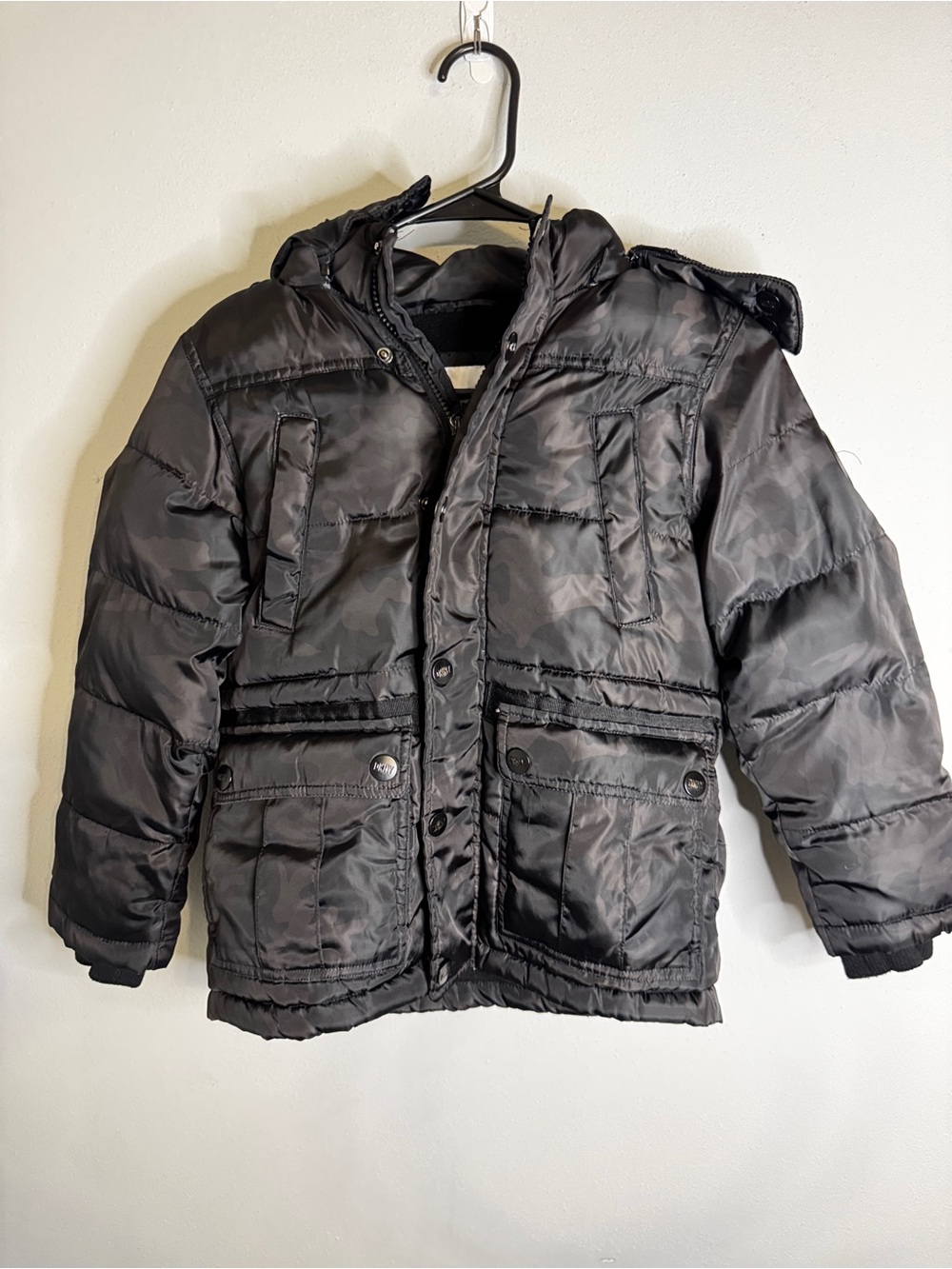 DKNY Black Kids Puffer Jacket with Hood